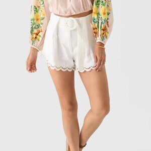 FARM Rio Richelieu Shorts in White Linen, Size M, NWT!